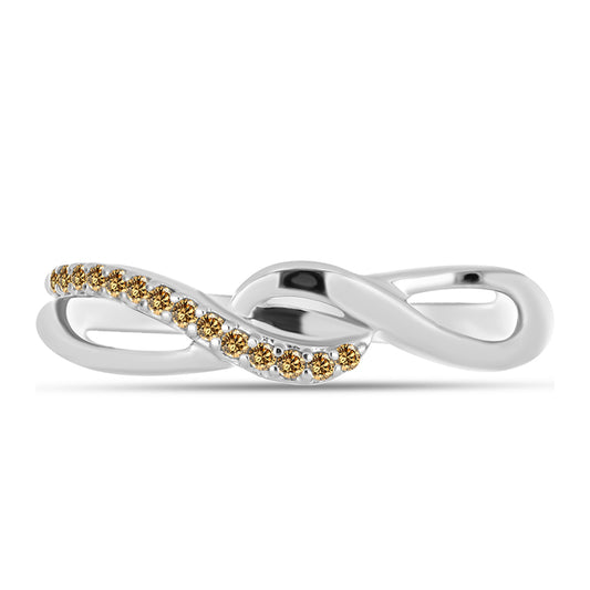 Anel de Prata com Moissanite Champagne