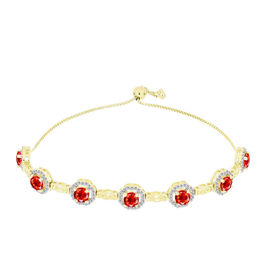Pulseira de Prata com Banho de Ouro com Opala Vermelha da Etiópia de Lega Dembi e Topázio Branco Contraste: Cabeca de Veado (800)