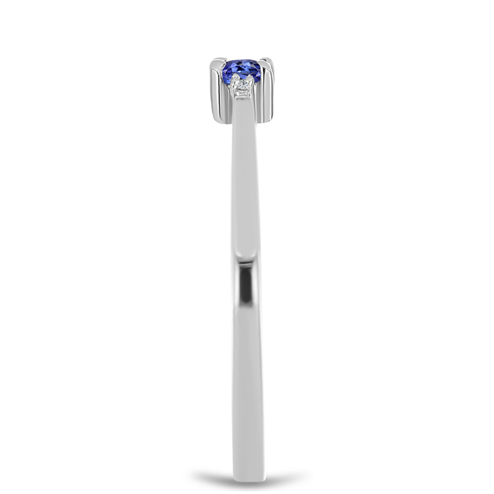 Anel de Prata com Tanzanite AAA e Topázio Branco