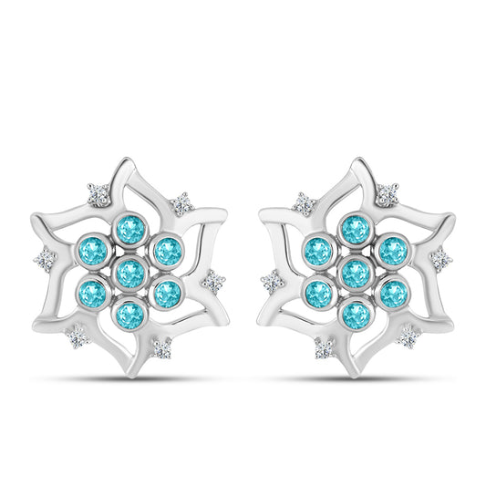 Brincos de Prata com Quartzo de Paraíba e Topázio Branco