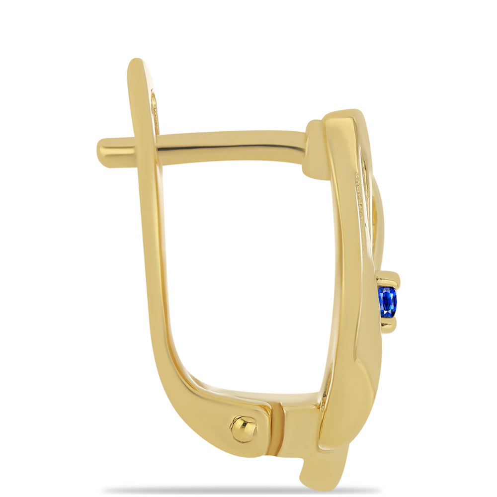 Brincos de Prata com Banho de Ouro com Safira Azul Australiana