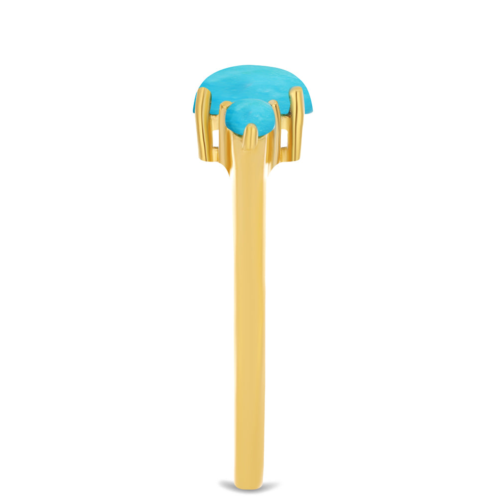 Anel de Prata com Banho de Ouro com Turquesa Bela Adormecida