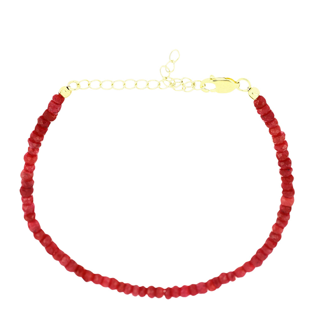 Pulseira de Prata com Banho de Ouro com Rubi de Madagáscar
