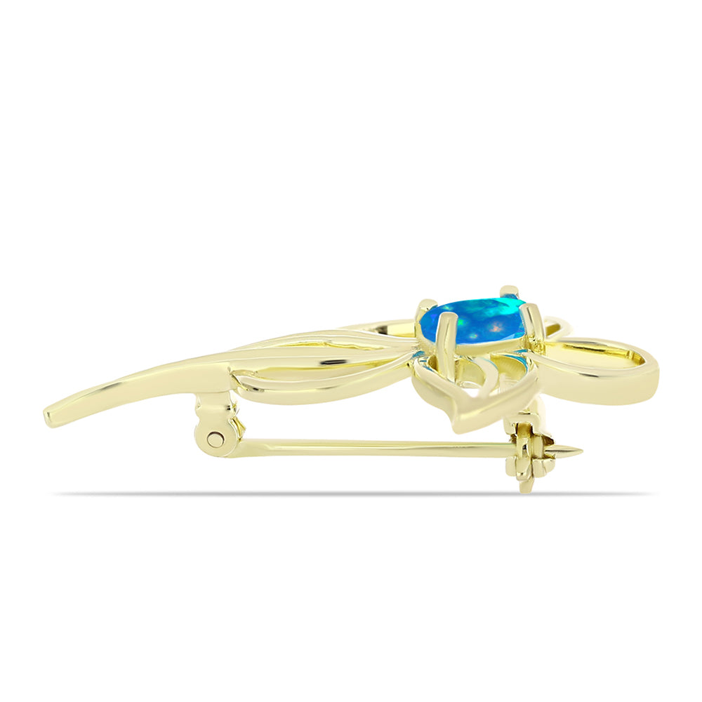 Alfinete de Prata com Banho de Ouro com Opala Paraíso da Etiópia Contraste: Cabeca de Veado (800)