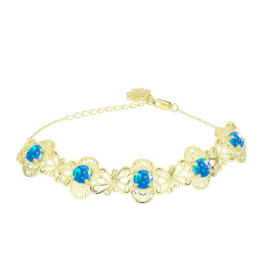 Pulseira de Prata com Banho de Ouro com Opala Paraíso da Etiópia Contraste: Cabeca de Veado (800)