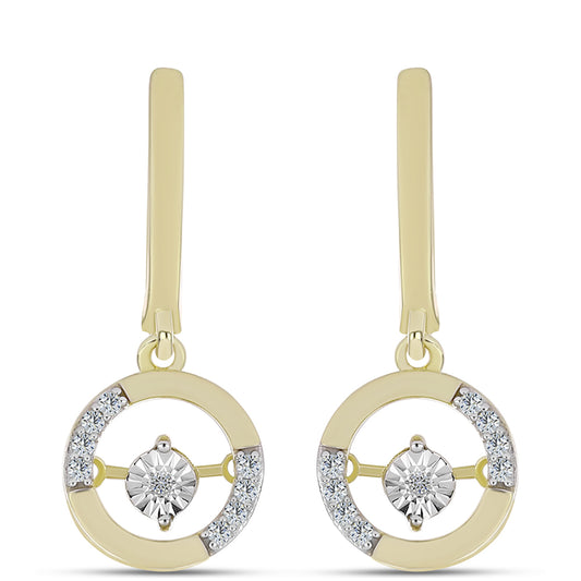 Brincos de Prata com Banho de Ouro com Diamante Branco e Topázio Branco