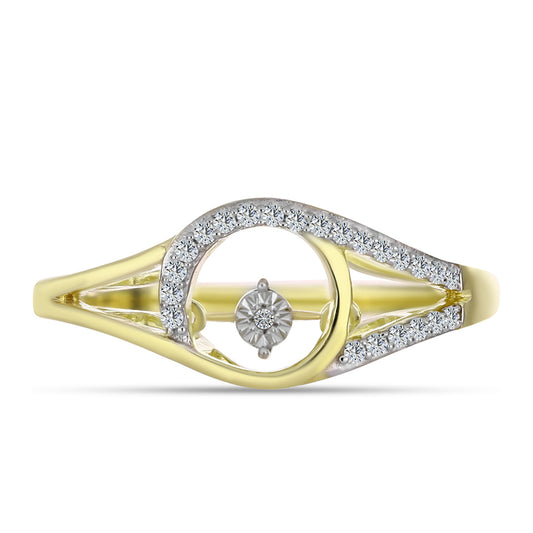 Anel de Prata com Banho de Ouro com Diamante Branco e Topázio Branco Contraste: Cabeca de Veado (800)