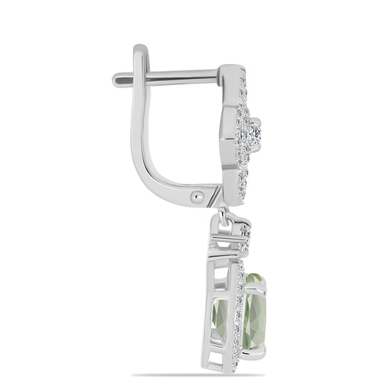 Brincos de Prata com Ametista Verde e Topázio Branco