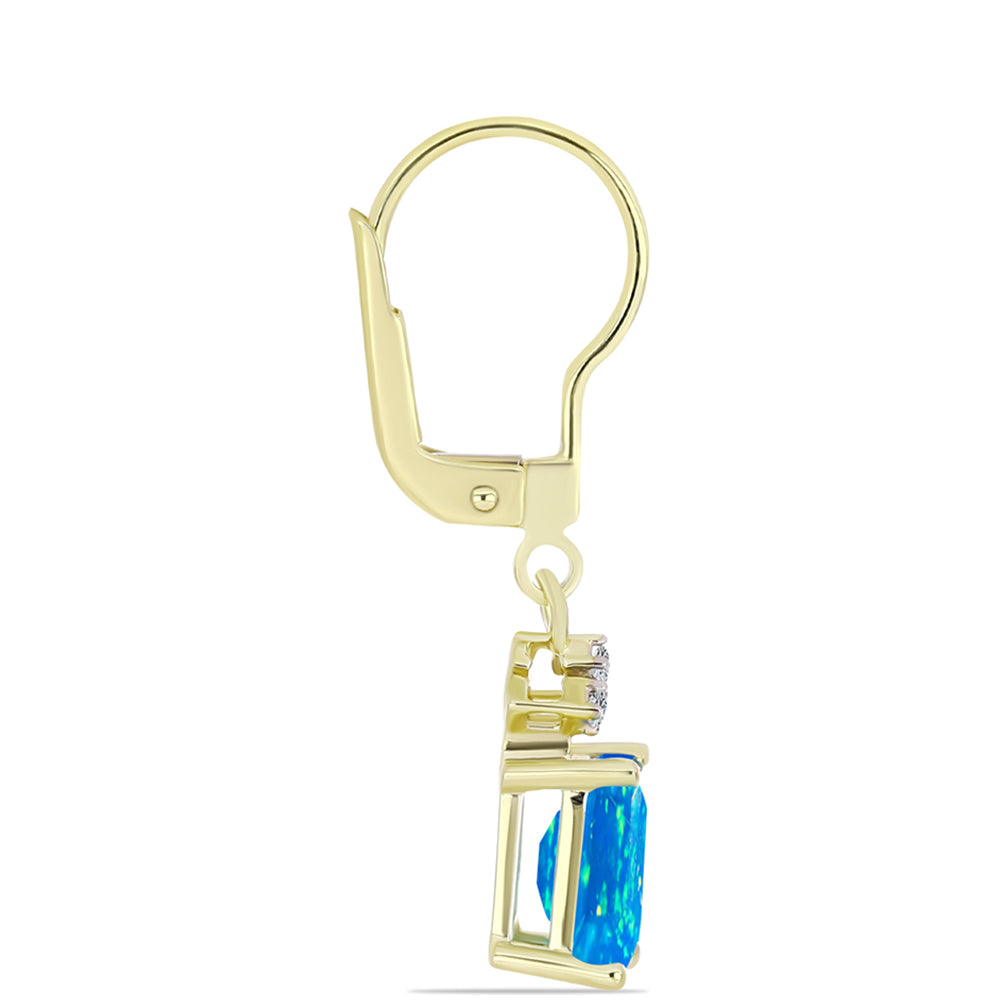 Brincos de Prata com Banho de Ouro com Opala Paraíso da Etiópia e Topázio Branco