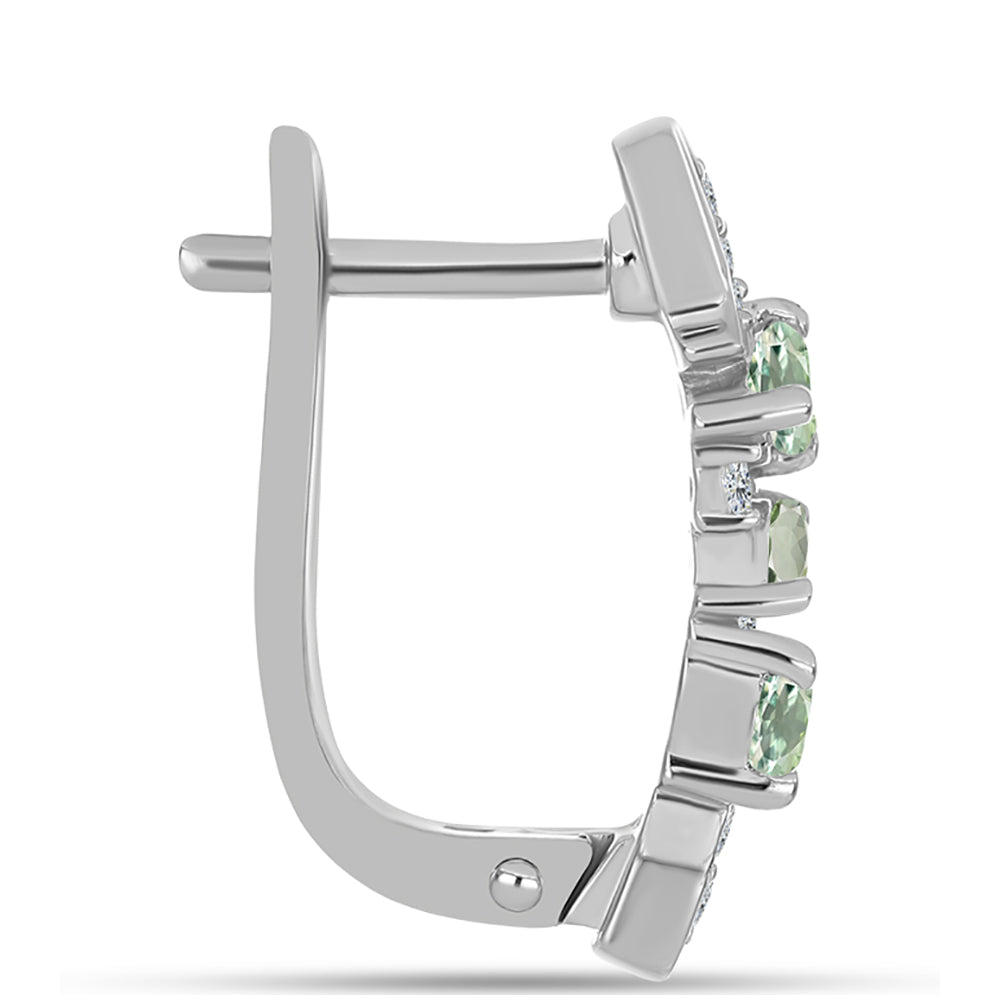 Brincos de Prata com Ametista Verde e Topázio Branco