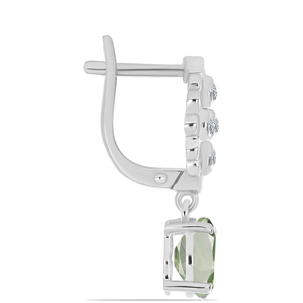 Brincos de Prata com Ametista Verde e Topázio Branco
