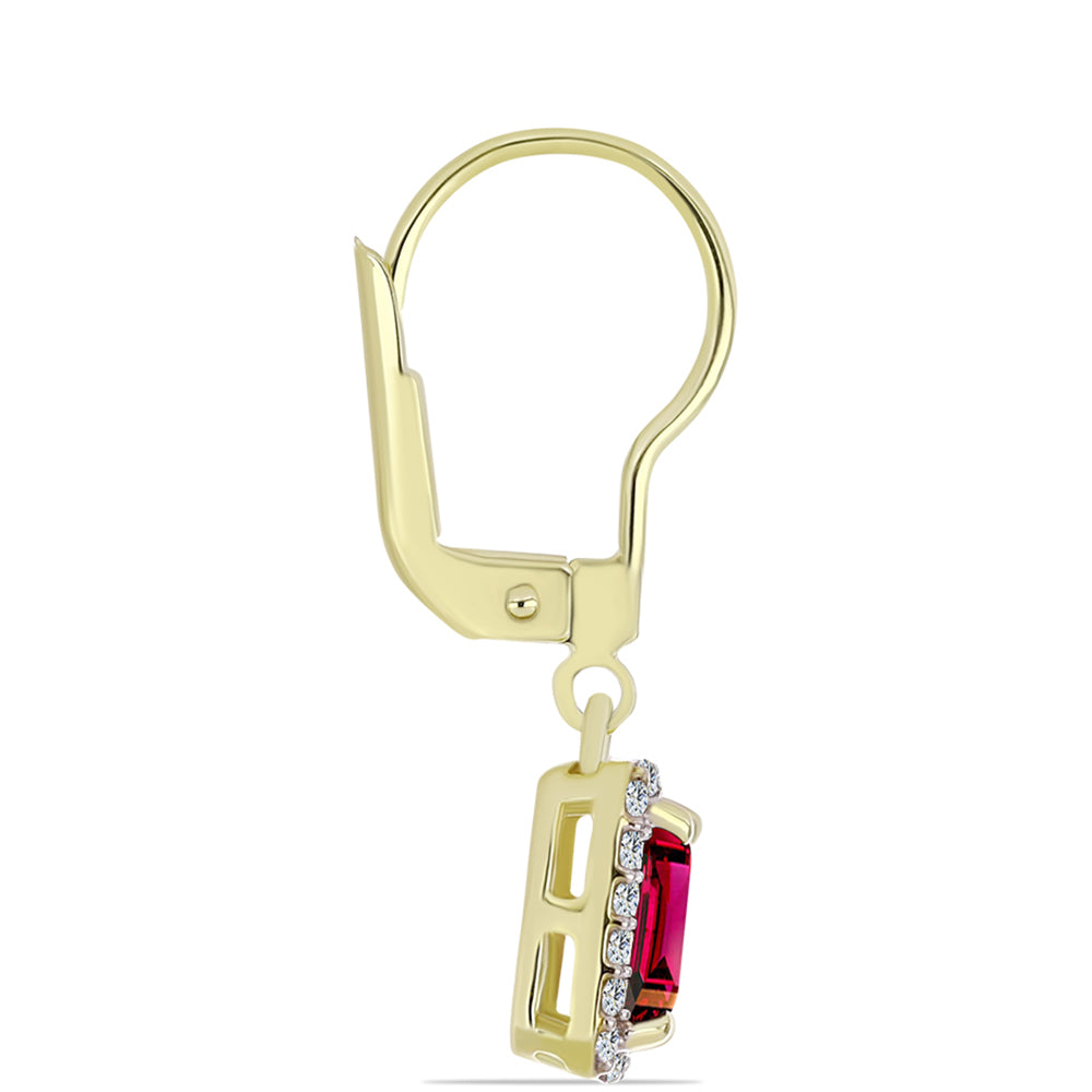 Brincos de Prata com Banho de Ouro com Granada de Rhodolite e Topázio Branco
