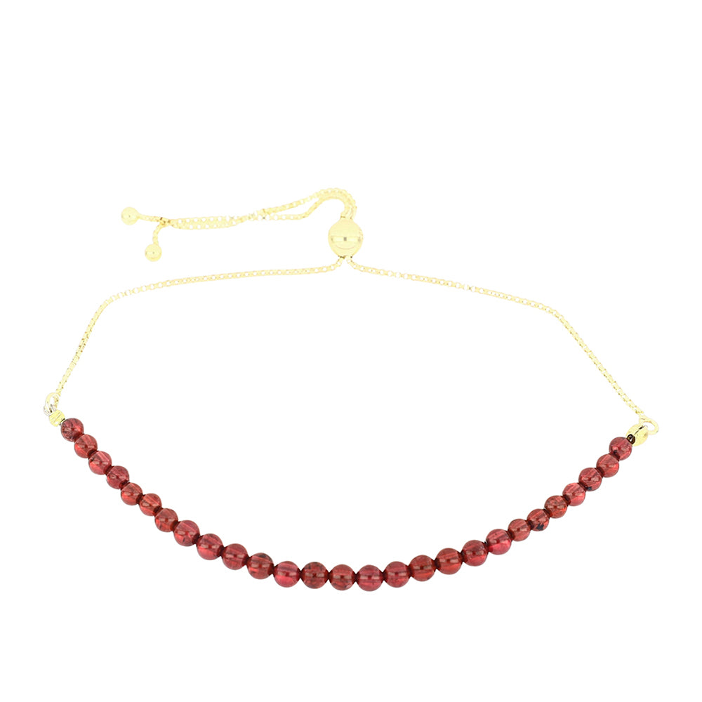 Pulseira de Prata com Banho de Ouro com Granada de Rhodolite