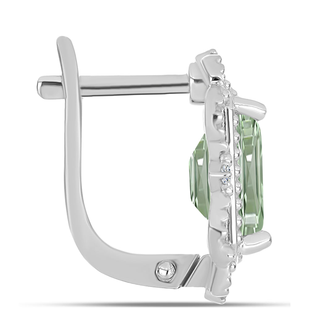 Brincos de Prata com Ametista Verde e Topázio Branco