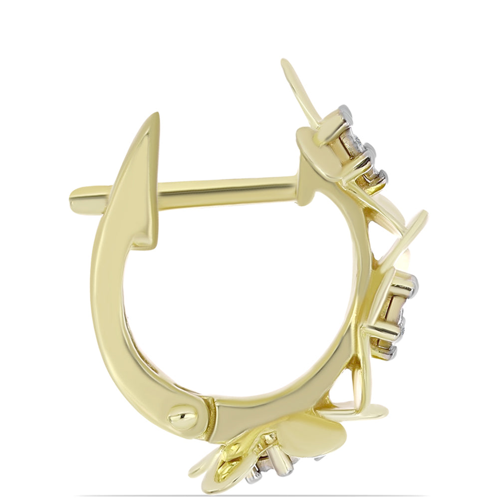 Brincos de Prata com Banho de Ouro com Diamante Branco