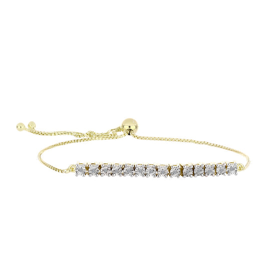 Pulseira de Prata com Banho de Ouro com Diamante Branco Contraste: Cabeca de Veado (800)