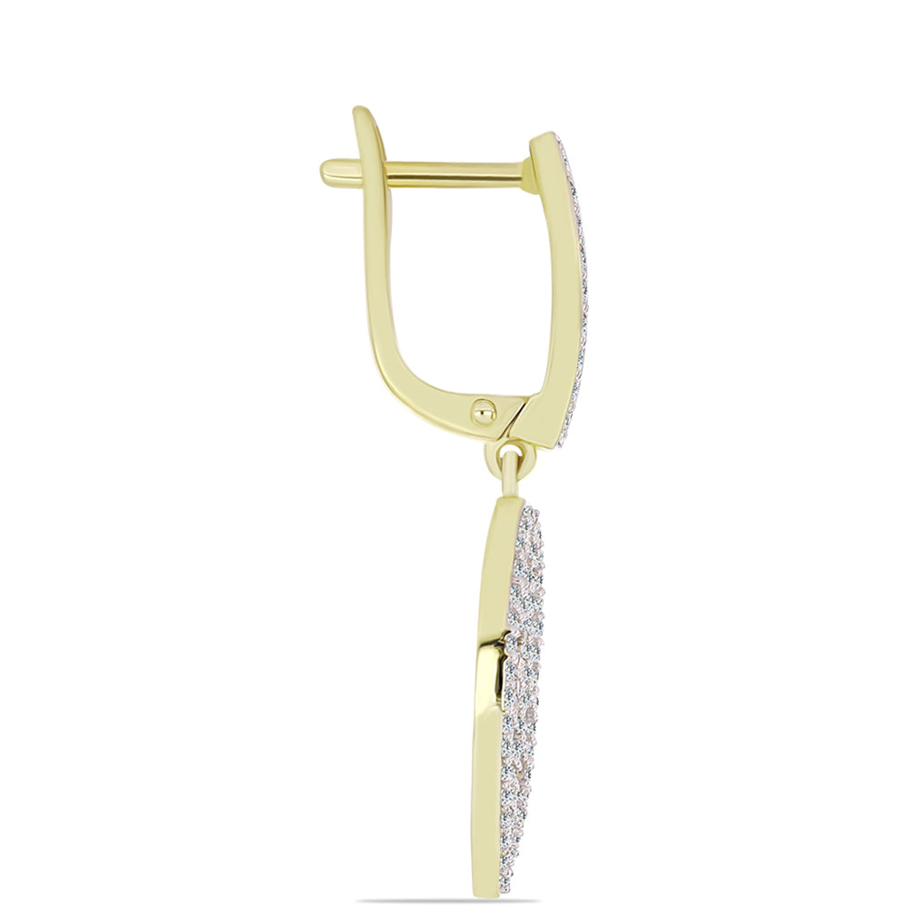 Brincos de Prata com Banho de Ouro com Diamante Branco e Topázio Branco