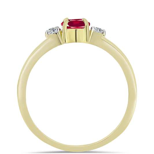 Anel de Prata com Banho de Ouro com Rubi de Madagáscar e Topázio Branco