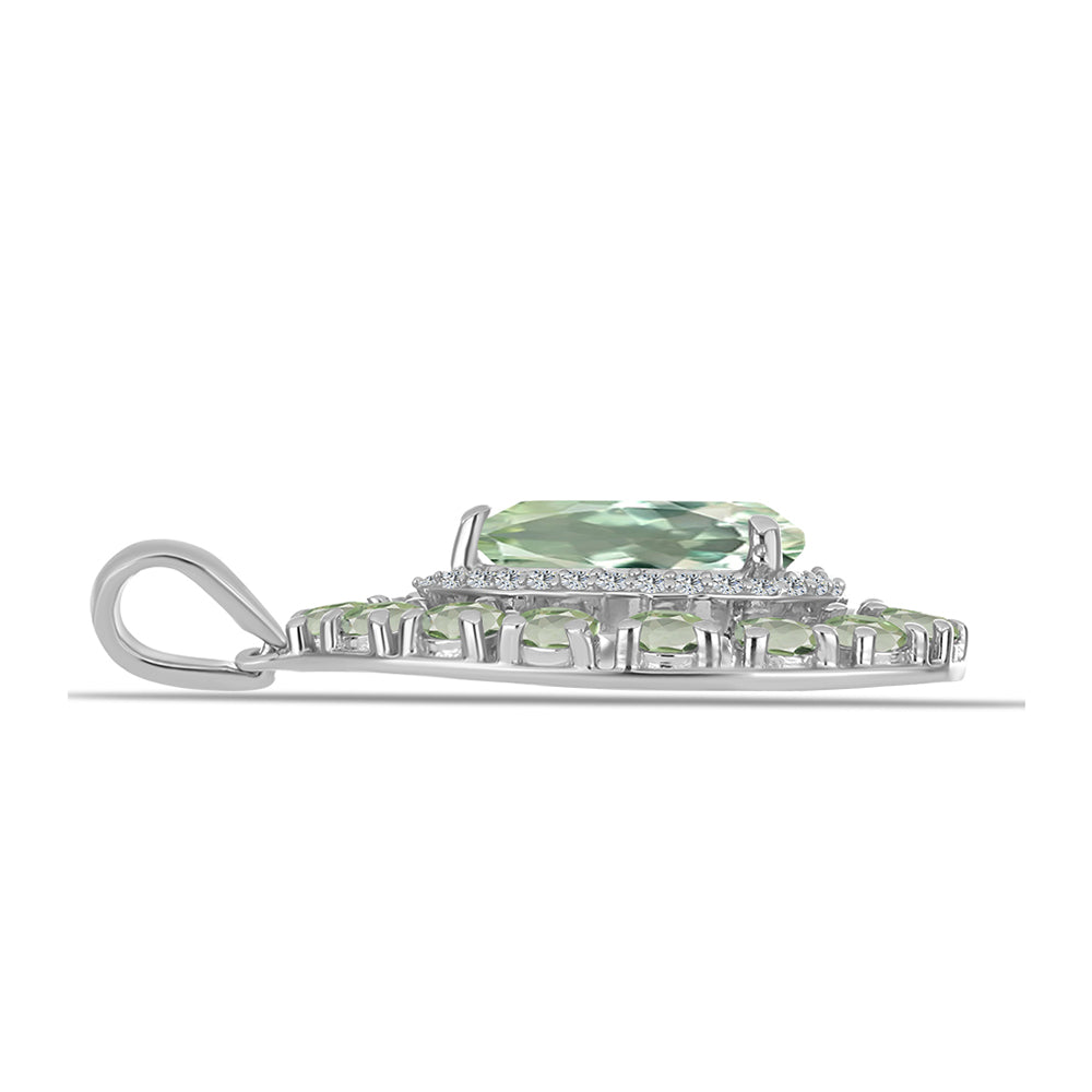 Pendente de Prata com Ametista Verde e Topázio Branco Contraste: Cabeca de Veado (800)