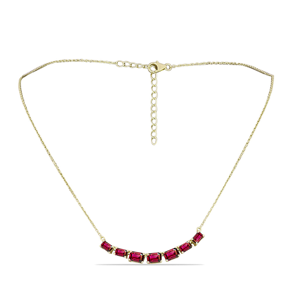 Colar de Prata com Banho de Ouro com Granada de Rhodolite Contraste: Cabeca de Veado (800)
