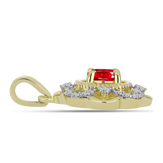 Pendente de Prata com Banho de Ouro com Ágata Vermelha e Topázio Branco