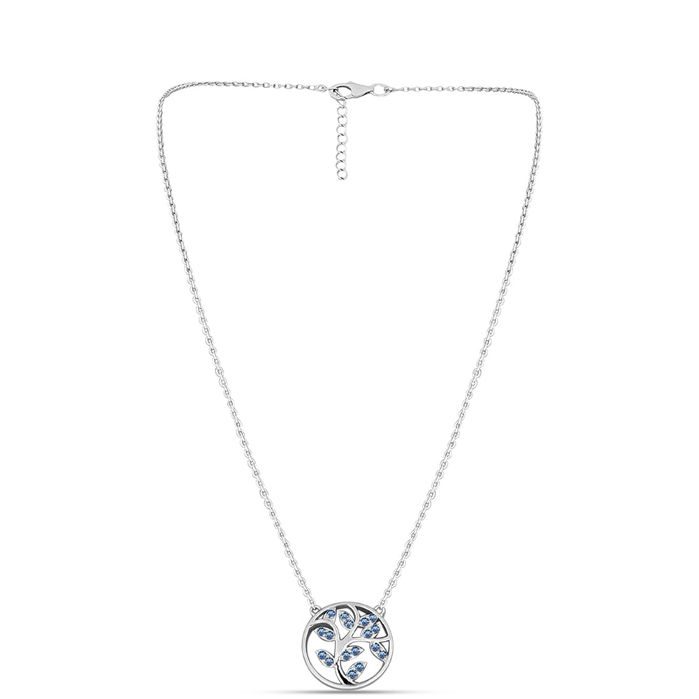 Colar de Prata com Moissanite Azul Oceano Contraste: Cabeca de Veado (800)