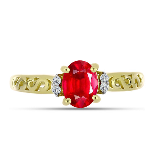 Anel de Prata com Banho de Ouro com Ágata Vermelha e Topázio Branco