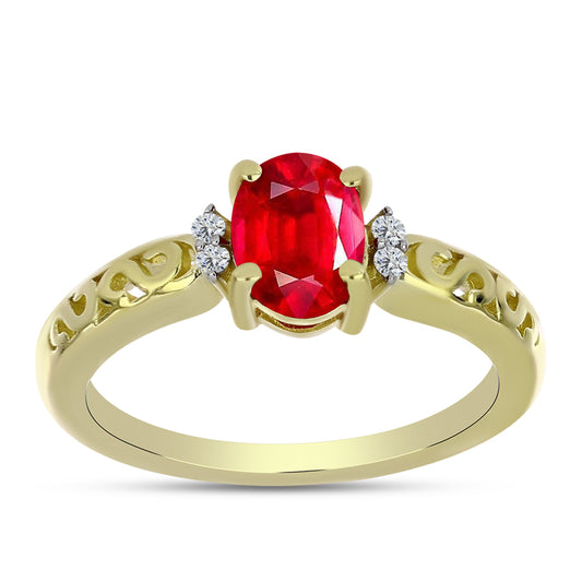 Anel de Prata com Banho de Ouro com Ágata Vermelha e Topázio Branco