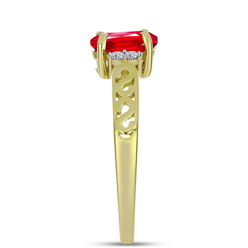 Anel de Prata com Banho de Ouro com Ágata Vermelha e Topázio Branco