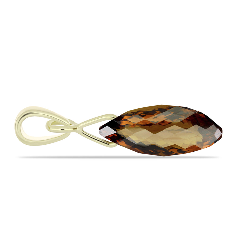 Pendente de Prata com Banho de Ouro com Quartzo Cognac