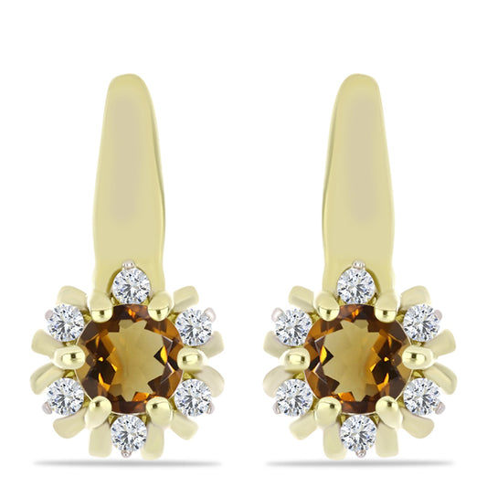 Brincos de Prata com Banho de Ouro com Quartzo Cognac e Topázio Branco