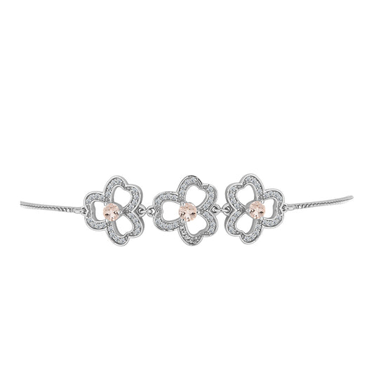 Pulseira de Prata com Morganita de Gozareh e Topázio Branco Contraste: Cabeca de Veado (800)