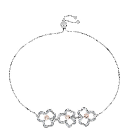 Pulseira de Prata com Morganita de Gozareh e Topázio Branco Contraste: Cabeca de Veado (800)