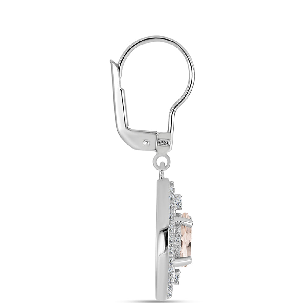 Brincos de Prata com Morganita de Gozareh e Topázio Branco