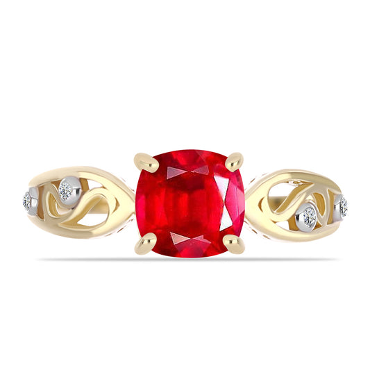 Anel de Prata com Banho de Ouro com Ágata Vermelha e Topázio Branco Contraste: Cabeca de Veado (800)