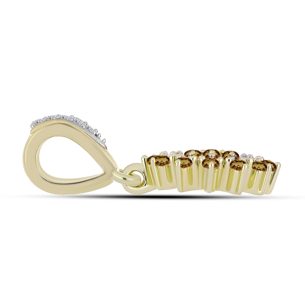 Pendente de Prata com Banho de Ouro com Quartzo Cognac e Topázio Branco