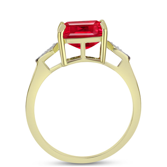 Anel de Prata com Banho de Ouro com Ágata Vermelha e Topázio Branco