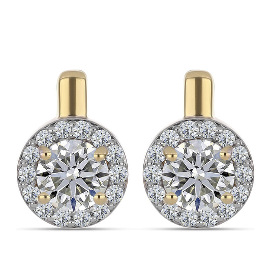 Brincos de Prata com Banho de Ouro com Diamante certificado e cultivado em laboratório