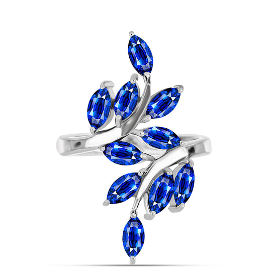 Anel de Prata com Safira Azul Australiana Contraste: Cabeca de Veado (800)