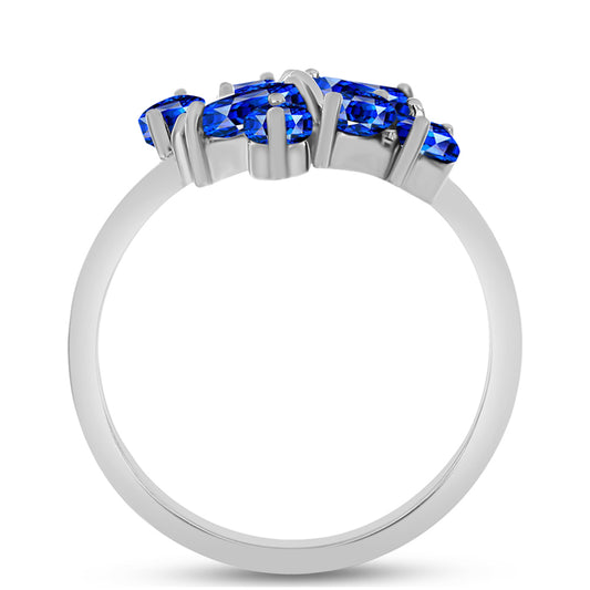 Anel de Prata com Safira Azul Australiana Contraste: Cabeca de Veado (800)