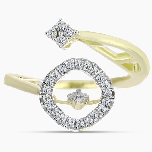 Anel de Prata com Banho de Ouro com Diamante Branco e Topázio Branco Contraste: Cabeca de Veado (800)