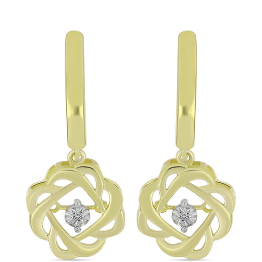 Brincos de Prata com Banho de Ouro com Diamante Branco Contraste: Cabeca de Veado (800)