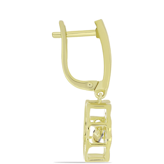 Brincos de Prata com Banho de Ouro com Diamante Branco Contraste: Cabeca de Veado (800)
