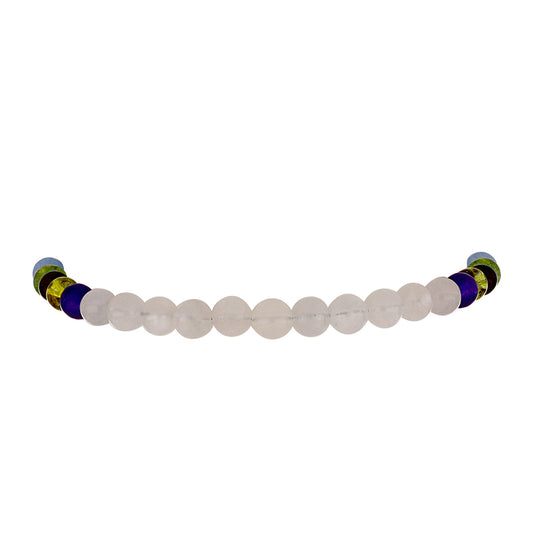 Pulseira de Prata com Banho de Ouro com Pedra da Lua Arco-íris e Ametista de Marrocos
