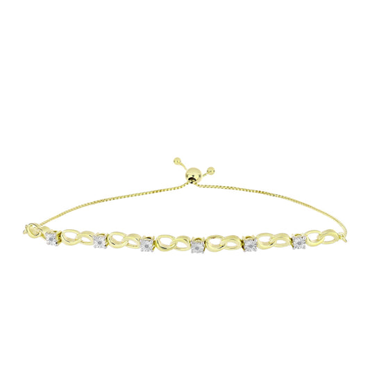 Pulseira de Prata com Banho de Ouro com Diamante Branco Contraste: Cabeca de Veado (800)