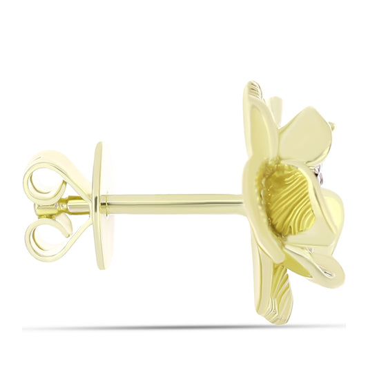 Brincos de Prata com Banho de Ouro com Diamante Branco