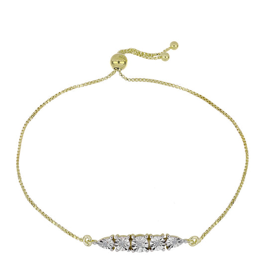 Pulseira de Prata com Banho de Ouro com Diamante Branco Contraste: Cabeca de Veado (800)