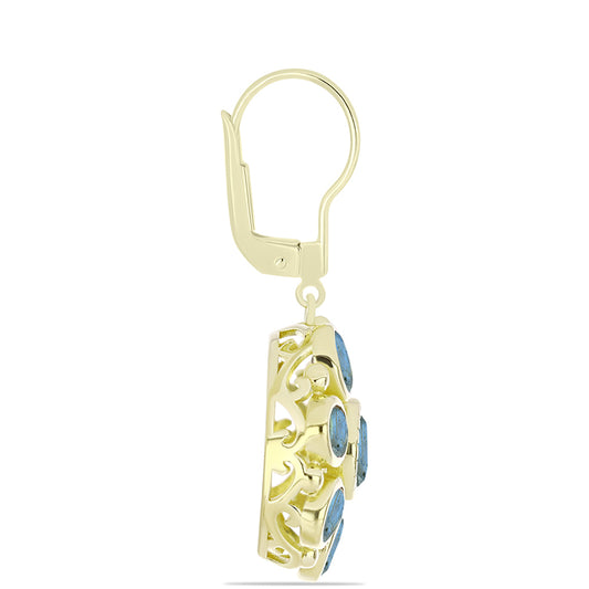 Brincos de Prata com Banho de Ouro com Labradorite Contraste: Cabeca de Veado (800)