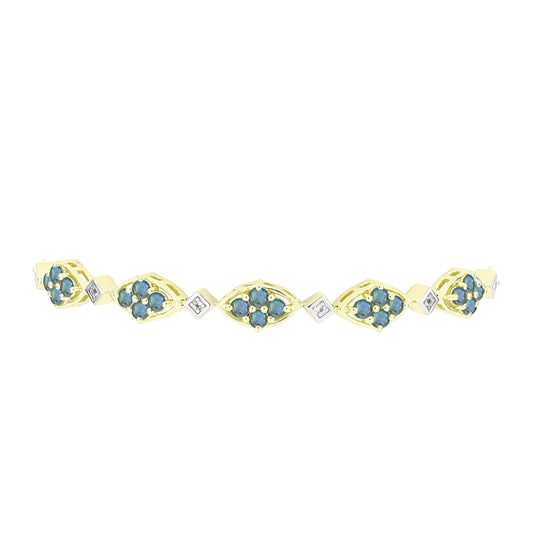 Pulseira de Prata com Banho de Ouro com Labradorite e Topázio Branco Contraste: Cabeca de Veado (800)