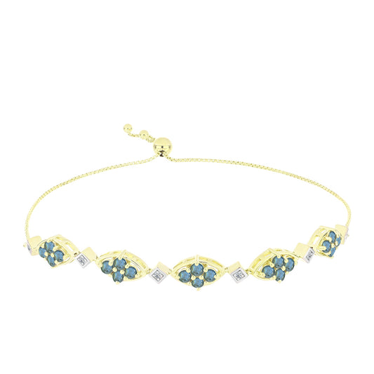 Pulseira de Prata com Banho de Ouro com Labradorite e Topázio Branco Contraste: Cabeca de Veado (800)